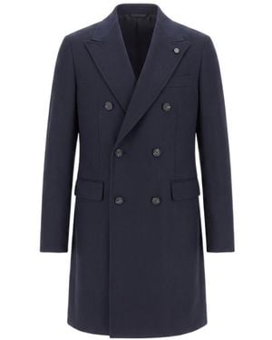 Peserico Long-Sleeved Double-Breasted Coat - Blue