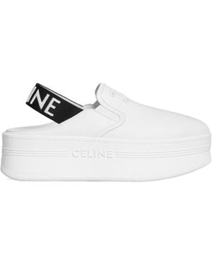 Celine Block Wedge Mule - White