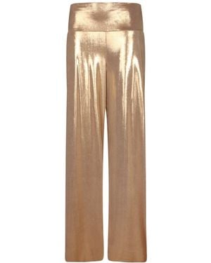 Norma Kamali Metallic Wide-Leg Pants - Natural