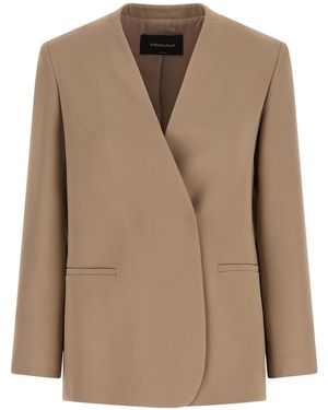 Fabiana Filippi Oversized V-Neck Blazer - Natural