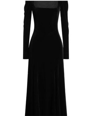 Ganni Minimalist Stylish Velvet Slim-Fit Long Sleeve Dress - Black