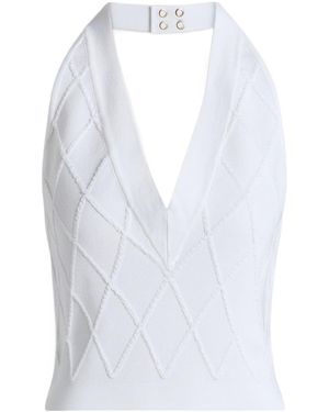 Balmain Quilted Knit Halterneck Top - White
