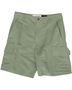Loewe Logo Patch Cargo Shorts - Green
