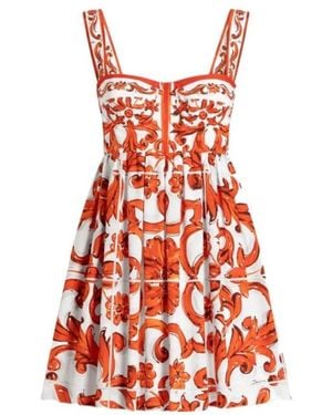 Dolce & Gabbana Majolica-Printed Poplin Mini Dress - Red