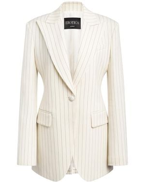 Dondup Single-Breasted Pinstripe Suit Jacket - White