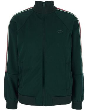 Gucci Web Detailed Zipped Sweatshirt - Green