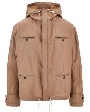 Ferragamo Ferragamo Drawstring Zip-Up Jacket - Brown