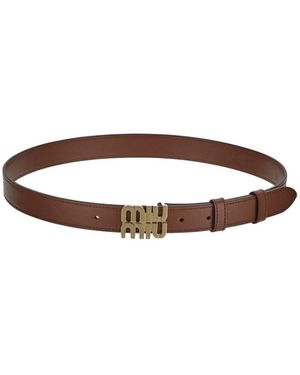 Miu Miu Logo-Lettering Buckle Belt - White