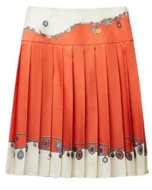 Versace Stolen Jewels Silk Midi Skirt - Orange