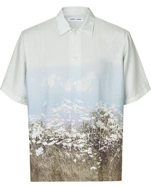 Samsøe & Samsøe Saayo Floral-Print Short-Sleeve Shirt - Grey