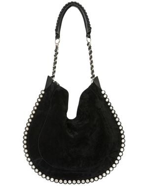 Isabel Marant Oskan Hobo Soft Shoulder Bag With Perforated Studs - Black