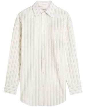 Saint Laurent Logo Stripe-Embroidered Cotton Shirt - White