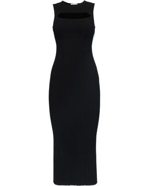 McQueen Cut-Out Knitted Sleeveless Dress - Black