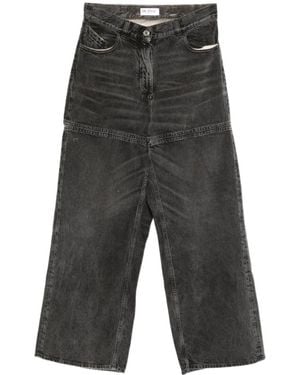 The Attico The Cutout Wide-Leg Jeans - Gray