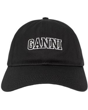 Ganni Logo Embroidered Baseball Cap - Black