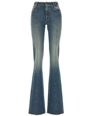 Alessandra Rich Slim Fitted Flared Denim Jeans - Blue