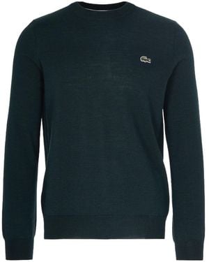 Lacoste Logo-Embroidered Crewneck Knitted Sweater - Blue
