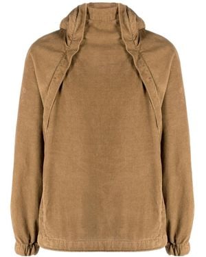 RANRA Side-Zip Corduroy Hoodie - Brown