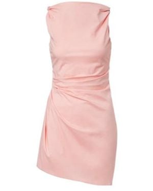 STAUD Callie Asymmetric Cotton Minidress - Pink