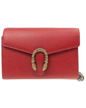 Gucci Dionysus Leather Mini Chain Bag - Red
