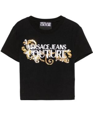 Versace Jeans Couture Couture Logo Printed Cropped T-Shirt - Black