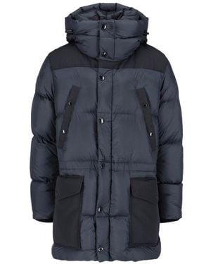 Burberry High-Neck Hooded Coat - Blue