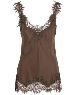 Gold Hawk Silk Halter Vest - Brown