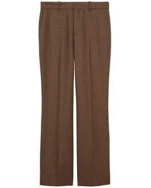 Gucci Embroidered Houndstooth Wool Pants - Brown