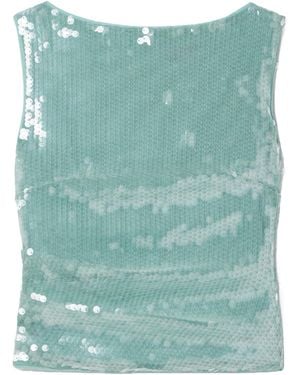 STAUD Eton Pleated Sequined Top - Green