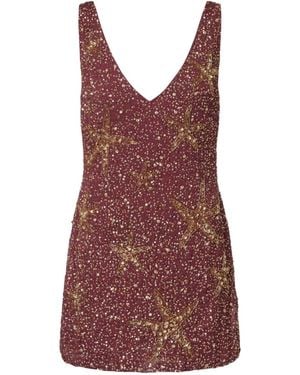 RIXO London Trimmed Mini Dress - Red