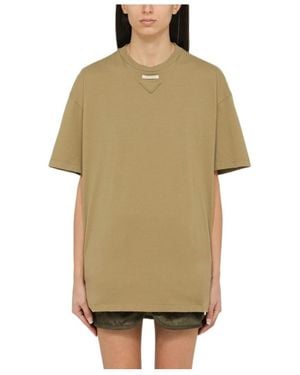 Prada Short-Sleeved Round Collar T-Shirt - Natural