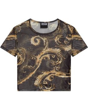 Versace Jeans Couture Chromo Couture-Print Mesh T-Shirt - Gray