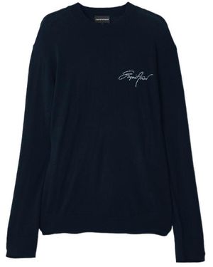 Emporio Armani Long-Sleeve Crew-Neck Jumper - Blue
