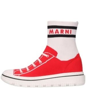 Marni High-Top Knitted Socks Sneakers - Red