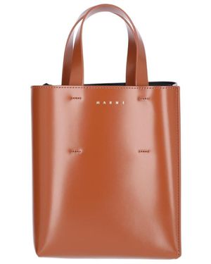 Marni Museo Logo Printed Mini Tote Bag - Brown