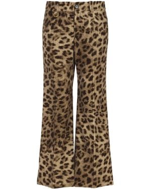 Chloé Chloé Leopard-Print Cropped Trousers - Natural