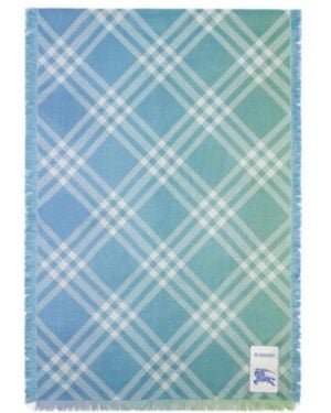 Burberry Gradient Check Wool Silk Scarf - Blue