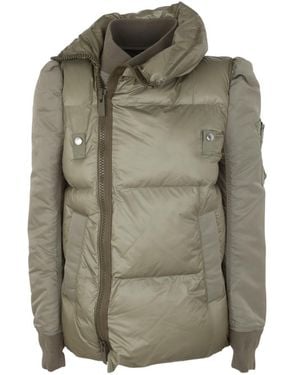 Sacai Zipped Asymmetric Padded Jacket - Green