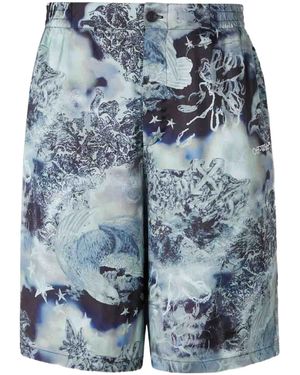 Off-White c/o Virgil Abloh Abstract-Pattern Shorts - Blue