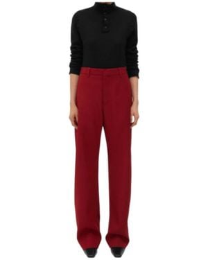 Bottega Veneta Wool Twill Rounded Leg Trousers - Red