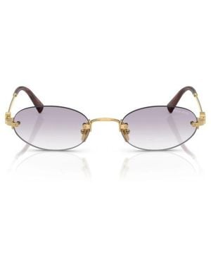 Miu Miu Eyewear Oval Frame Sunglasses - Metallic