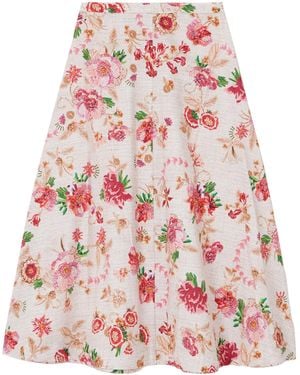 Mary Katrantzou Floral-Print Cotton-Poplin Midi Skirt - Red