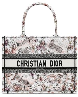 Dior Medium-Sized Book Tote Handbag - White
