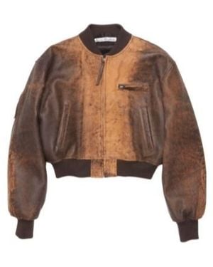 Acne Studios Abstract Printed Cropped Bomber Jacket - Brown