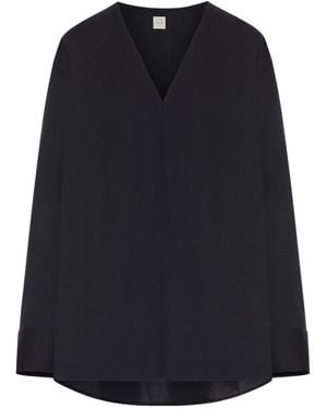 TOTEME Totême V-Neck Long Sleeved Blouse - Black