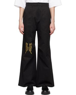 we11done Logo Embroidered Casual Pants - Black