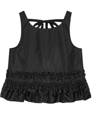 Ganni Duchesse Frill Top - Black