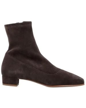 BY FAR Suede Zip Ankle Boots - Brown