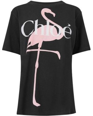 Chloé Logo Crew Neck T-Shirt - Black