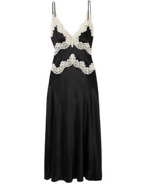 Doen Obelia Corded Lace-Trimmed Silk-Satin Midi Dress - Black